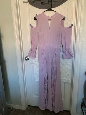 New York & Company Lavender Cold Shoulder Dress